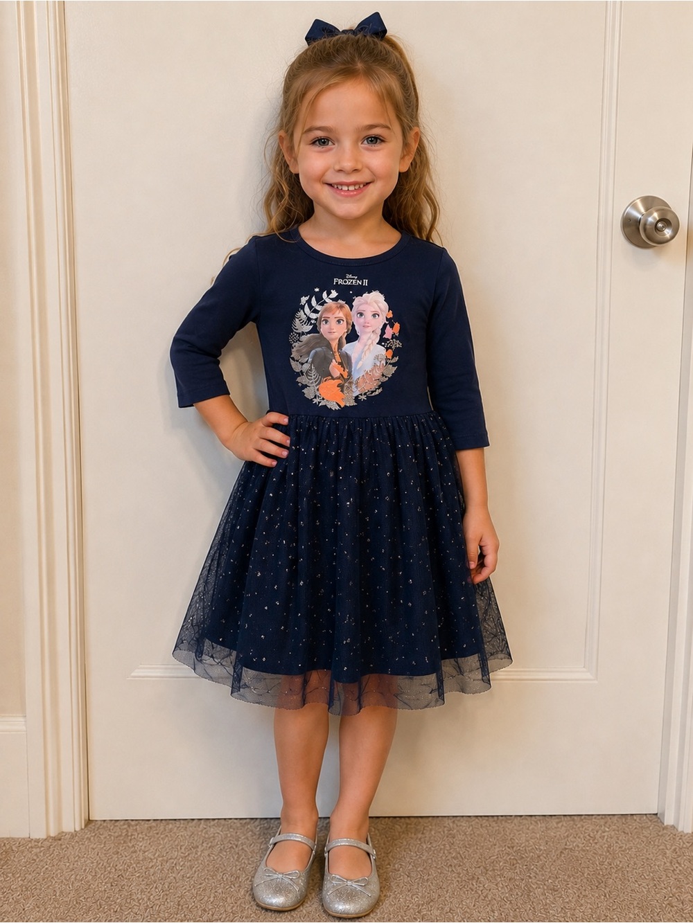 Disney Frozen II Navy Blue Tulle Dress Girls Size 4T